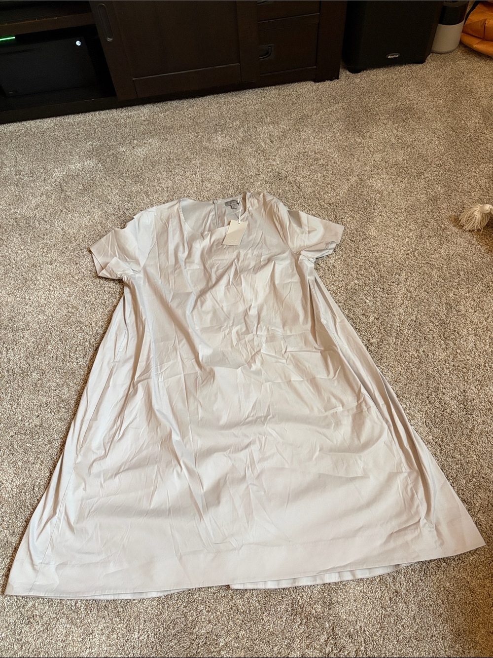 COS Light Gray Short-Sleeve A-Line Shirt Dress